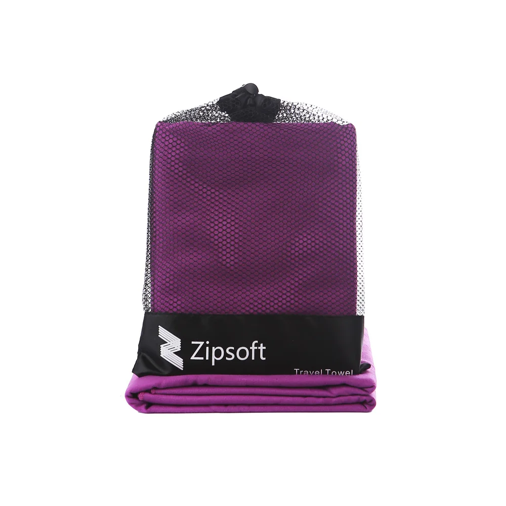 Zipsoft, пляжное полотенце, большой размер, рождественский подарок, банное полотенце, микрофибра, для плавания, спортивное, впитывающее, быстросохнущее, мочалка с черной сумкой - Цвет: Purple