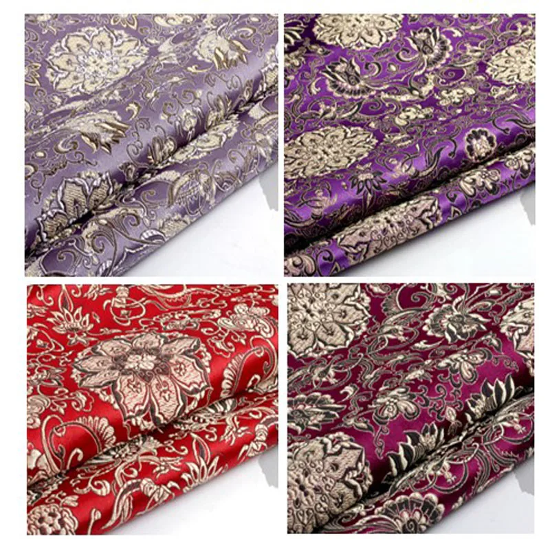 

50x75cm Royal Purple Red Flower Floral Brocade Fabric Jacquard Apparel Costume patchwork fabric Upholstery Furnishing Curtain
