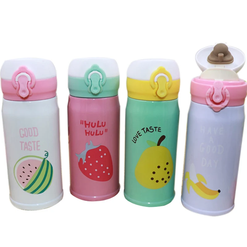 

350ML/500ML Fruit Pattern Bouncing Cover Mug Stainless Steel Vacuum Lock Insulation Cup Creative Cute Cup Hand Cup