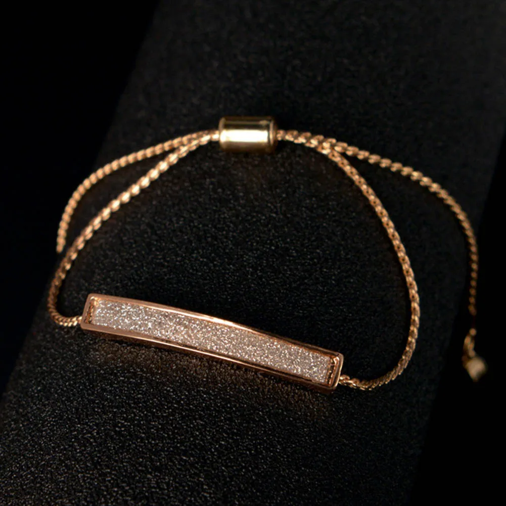 Для женщин леди металла кристалл проложить ползунок браслет-цепочка цвета: золотистый, серебристый регулируемой кулиской подтяжки Bractlet ювелирные изделия