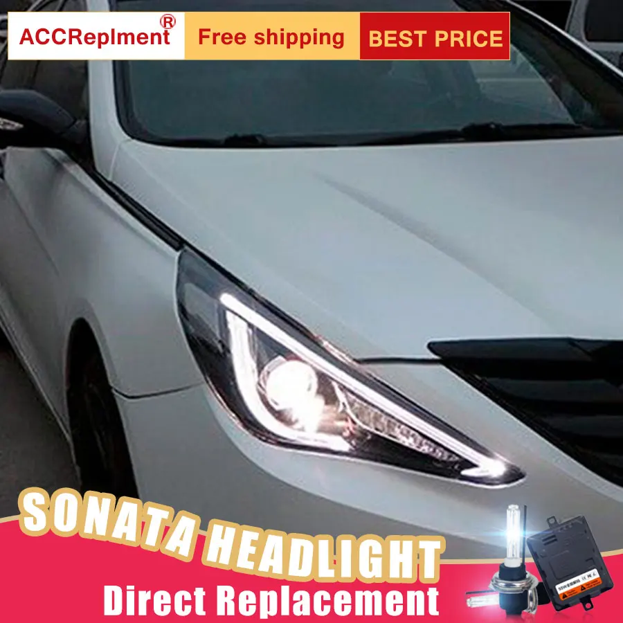 Светодиодный комплект фар для Hyundai sonata 2011 2014 2 шт. фары автомобиля ангельские