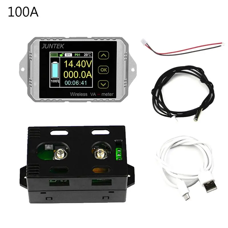 US $27.08 DC 120V 50A300A Wireless Ammeter Voltage KWh Watt Meter Car Battery Coulometer Z1026