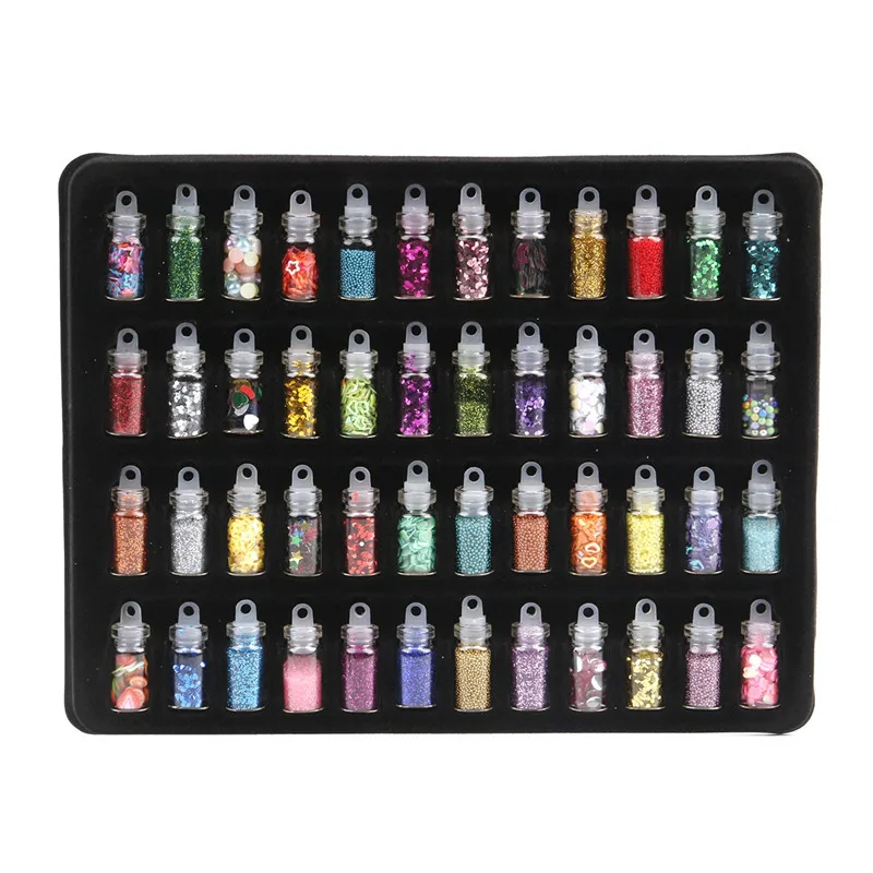 

48 Bottles/Set UV Gel Colorful Sequins Set Giltter Sequins Powder Set Beads For Acrylic Nail Art Decoration Wholesale