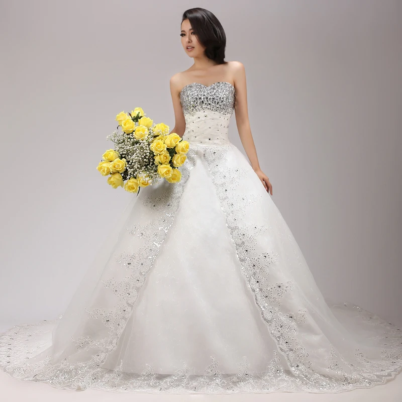 2013 Bling Bandage Tube Top Wedding Dress Princess Luxury Big Train