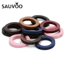 SAUVOO – perles rondes en bois naturel, 30mm de diamètre, 2mm de diamètre, pour bricolage, fabrication de bijoux pour enfants, 30 pièces