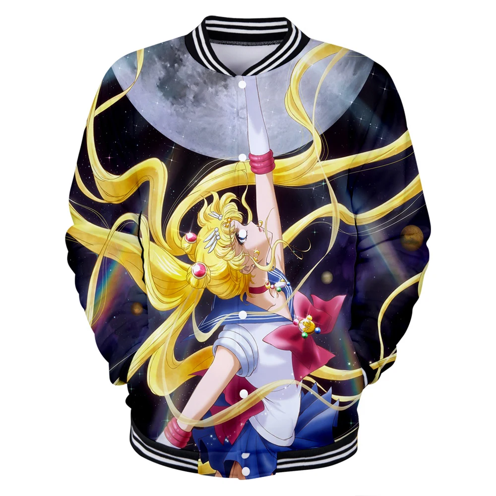 

2019 NEW 3D print Japan Anime girl Sailor Moon Kawaii Baseball uniform Men/Women Casual Harajuku Baseball Jackets clothes