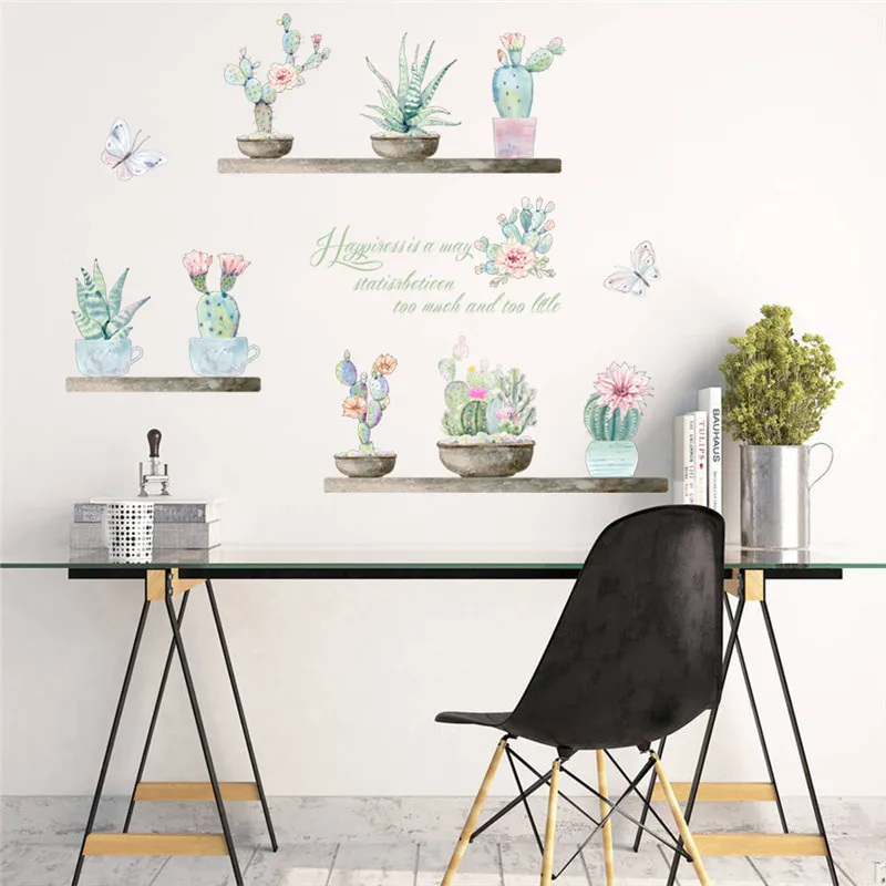 

garden 3d vivid plants wall stickers home decor living room flower butterfly bonsai wall decals diy mural art posters