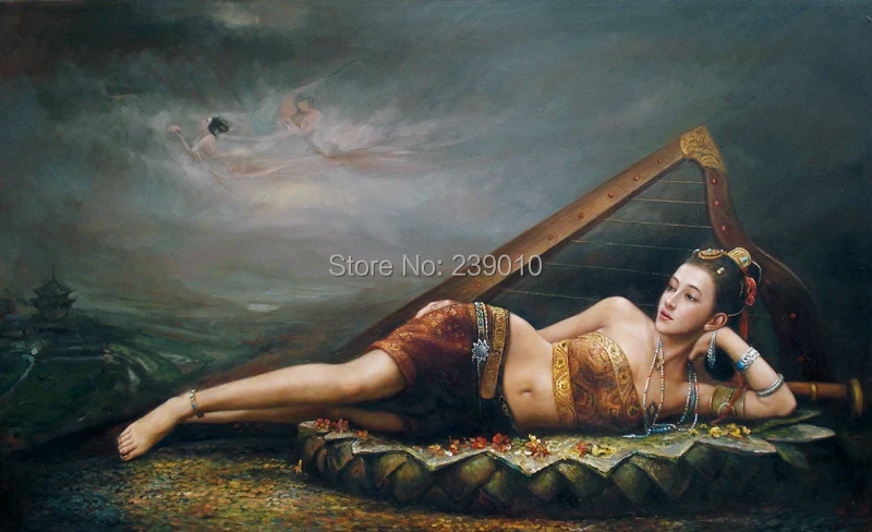 

free shipping classical Chinese beauty canvas prints oil painting Chinese beauty oil painting on canvas wall decoration picture