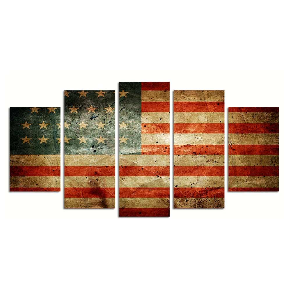 Vintage American Flag Canvas Prints Wall Art Retro Style Patriotic