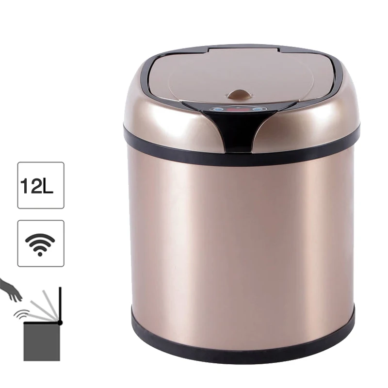 

Kitchen Inductive Smart Trash Can 6L/8L Automatic Sensor Touchless Dustbin Wastebasket Stainless Steel Garbage Bin for Office