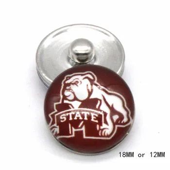 

Mississippi State University NCAA Sport Glass Snap Buttons 18mm 12mm Fit Snaps Snaps Bracelet&Bangle Women DIY Snap Jewelry