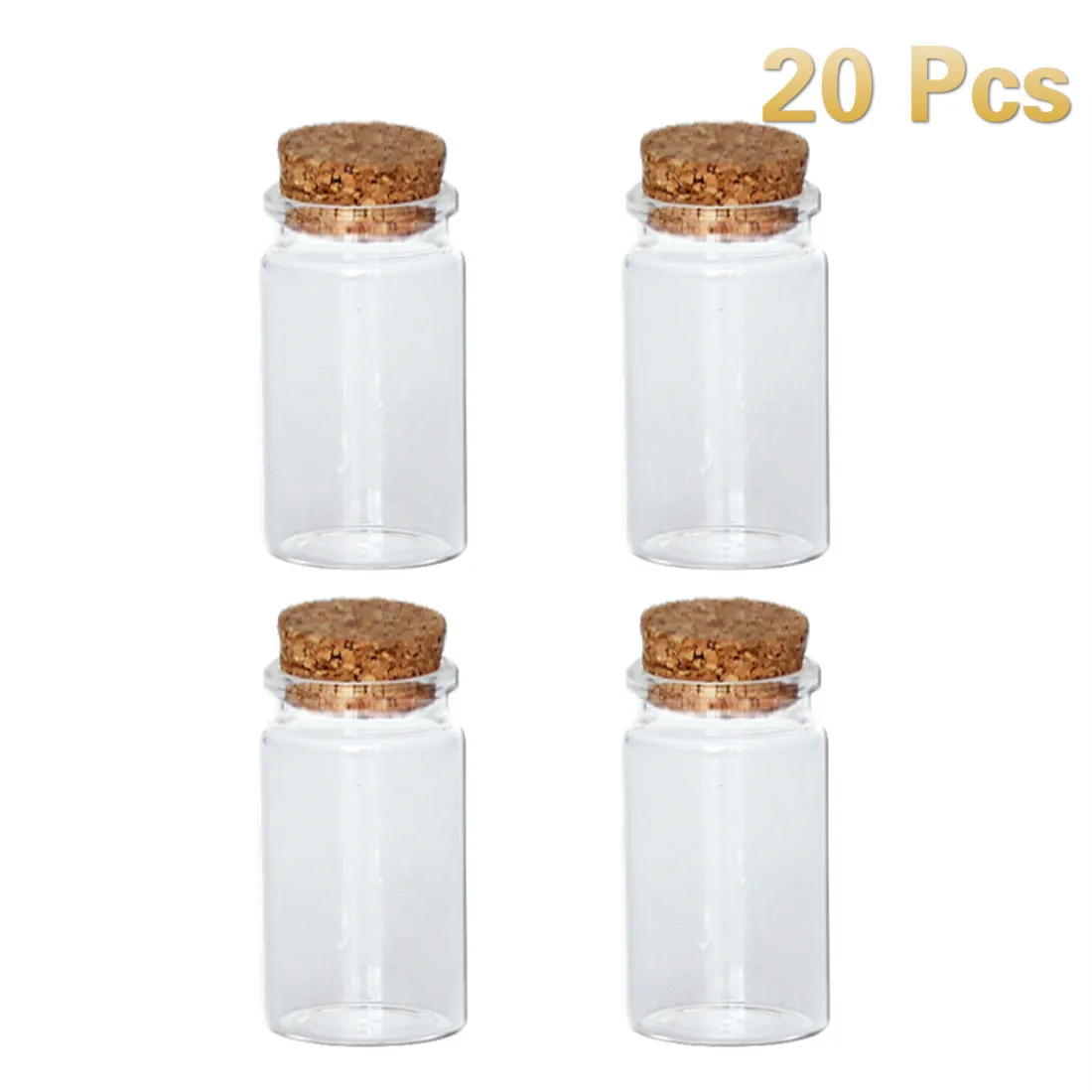 

Wholesale Price 20pcs 6ml 22*35mm Mini Glass Jar Bead Containers Wishing Bottles Vials With Cork Stopper Clear Glass Jars +Lids