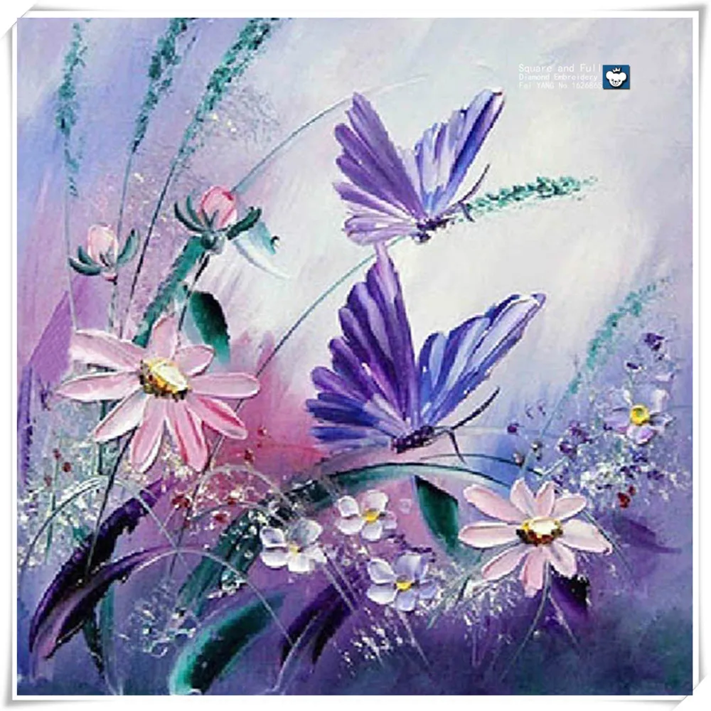 Buy diy diamond embroidery pattern flowers butterfly