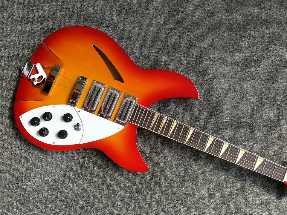 

2019 new factory+cherry red 6 strings Rickenback electric jazz guitar 3 pickups semi hollow 12 string Ricken 330 jazz guitar