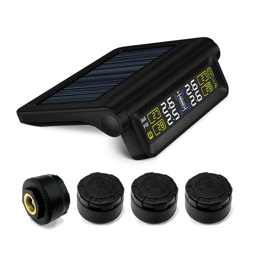 

Universal Smart Car TPMS Tire Pressure Monitoring System Solar Energy Tyre Pressure Sensor Auto Alarm System External Sensor