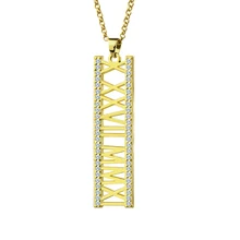 Wholesale Roman Numeral Jewelry Gold Color Roman Numeral Necklace Vertical Birthstone Anniversary Date Necklace Wedding Gift