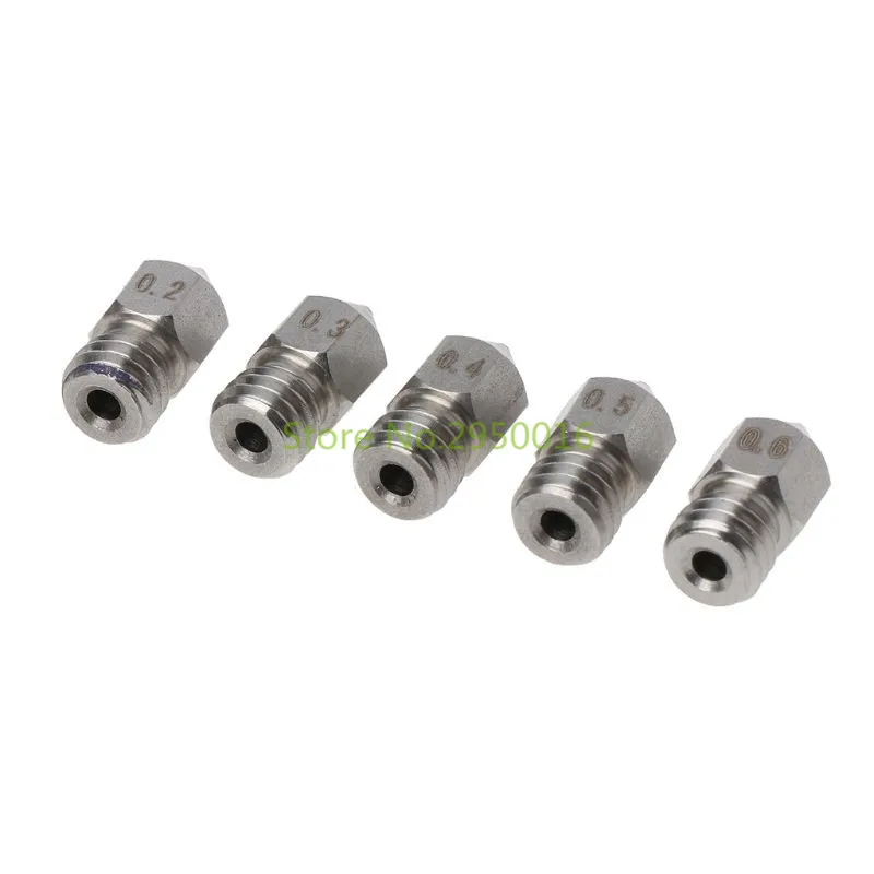 5 Pcs الفولاذ المقاوم للصدأ فوهة 0.2/0.3/0.4/0.5/0.6mm ل 1.75mm MK8 الطارد prusa i3 A8 3D طابعة أجزاء اكسسوارات C26