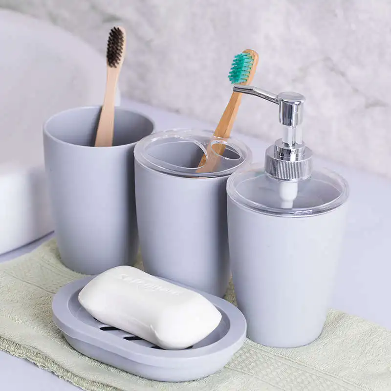 SDARISB красочный минималистичный пластиковый набор для мытья стаканчиков для зубных щеток, цилиндрическая эмульсионная бутылка для туалета, четыре комплекта - Цвет: 6