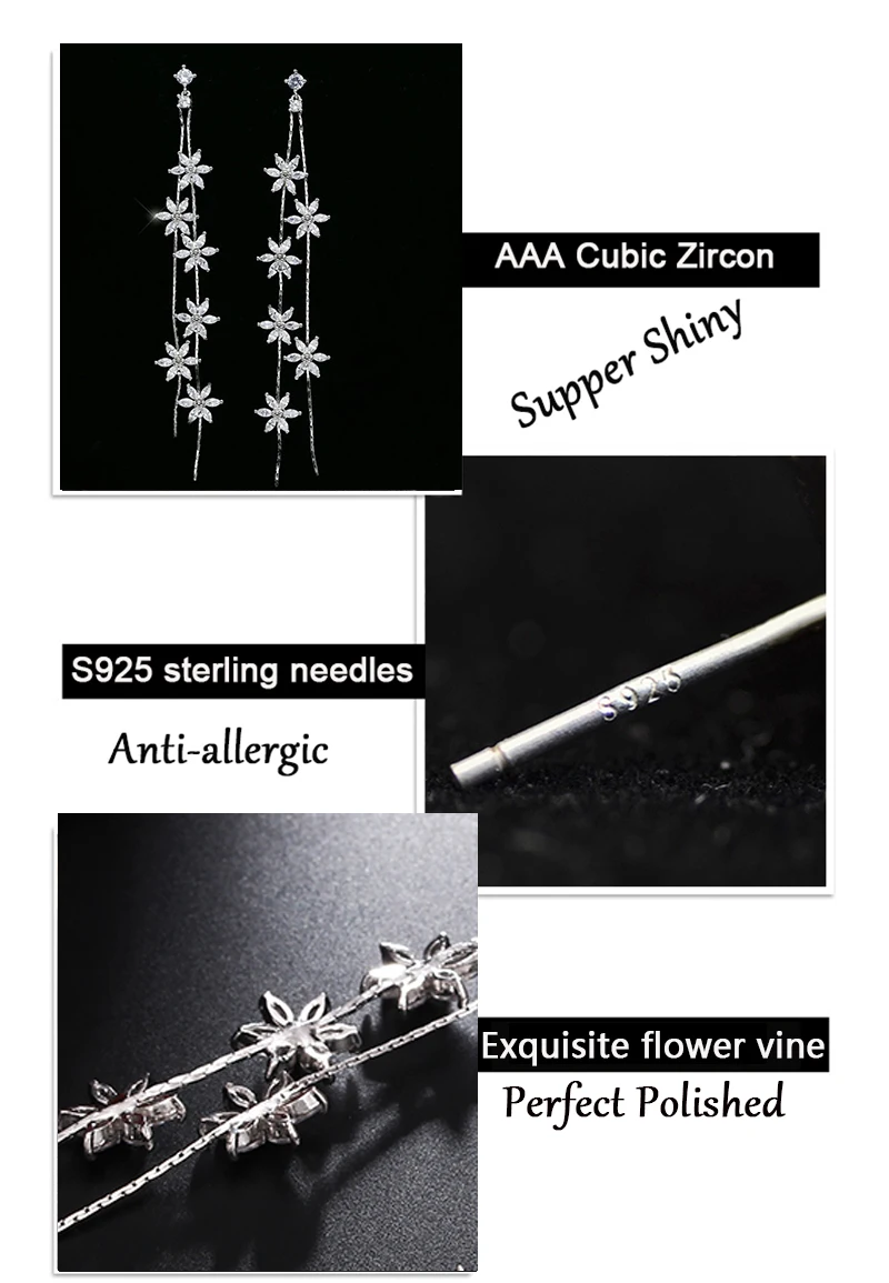 Горячая Распродажа, длинные висячие серьги в виде цветка CZ, женские роскошные висячие серьги с кубическим цирконием для свадьбы, модные подарки на день Святого Валентина