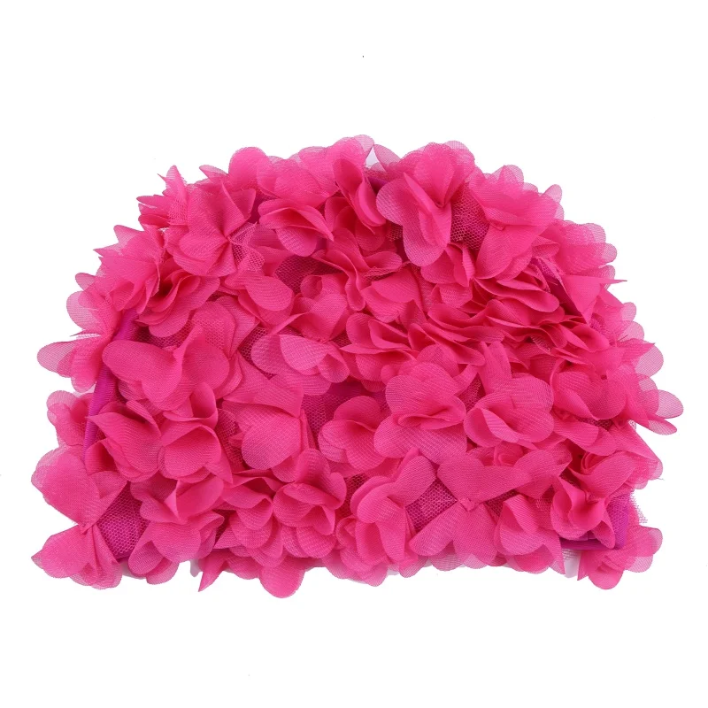 Для женщин Цветной цветы Плавание ming Кепки s трехмерный цветок лепестки дизайн для ванны женский Кепки дамы Плавание Кепки для длинных волос - Цвет: rose red