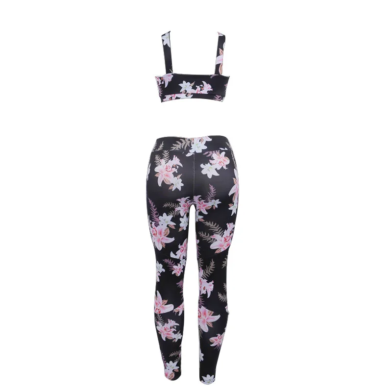 New fashion print  sporting vest bra yuga coat trouser suit suits a woman's workout leggings  two pieces