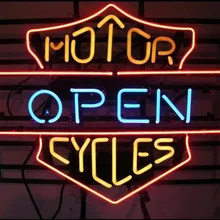 Пользовательский двигатель открытые циклы стеклянный неоновый светильник знак пивной бар