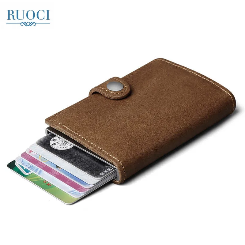 Male Vintage Brown Short Purse Rfid Card Holder Men Wallets Money Bag 2018 Small Genuine Leather Smart Mini | Багаж и сумки
