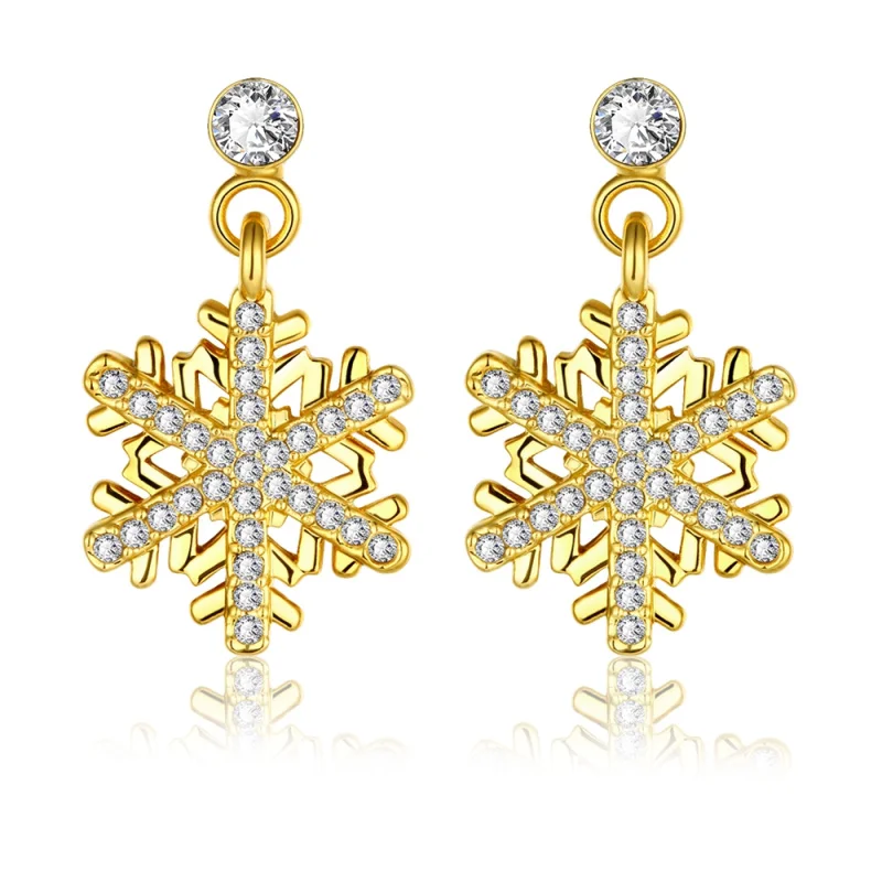 

Light snowflake White Cubic Zirconia gold dangle earrings for women fashion Cute jewelry E2144