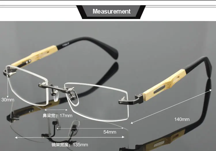 Reven Jate без оправы бамбуковые дужки ноги сплав оправа для очков для мужчин очки Оптические очки для мужчин по рецепту Rx-able очки