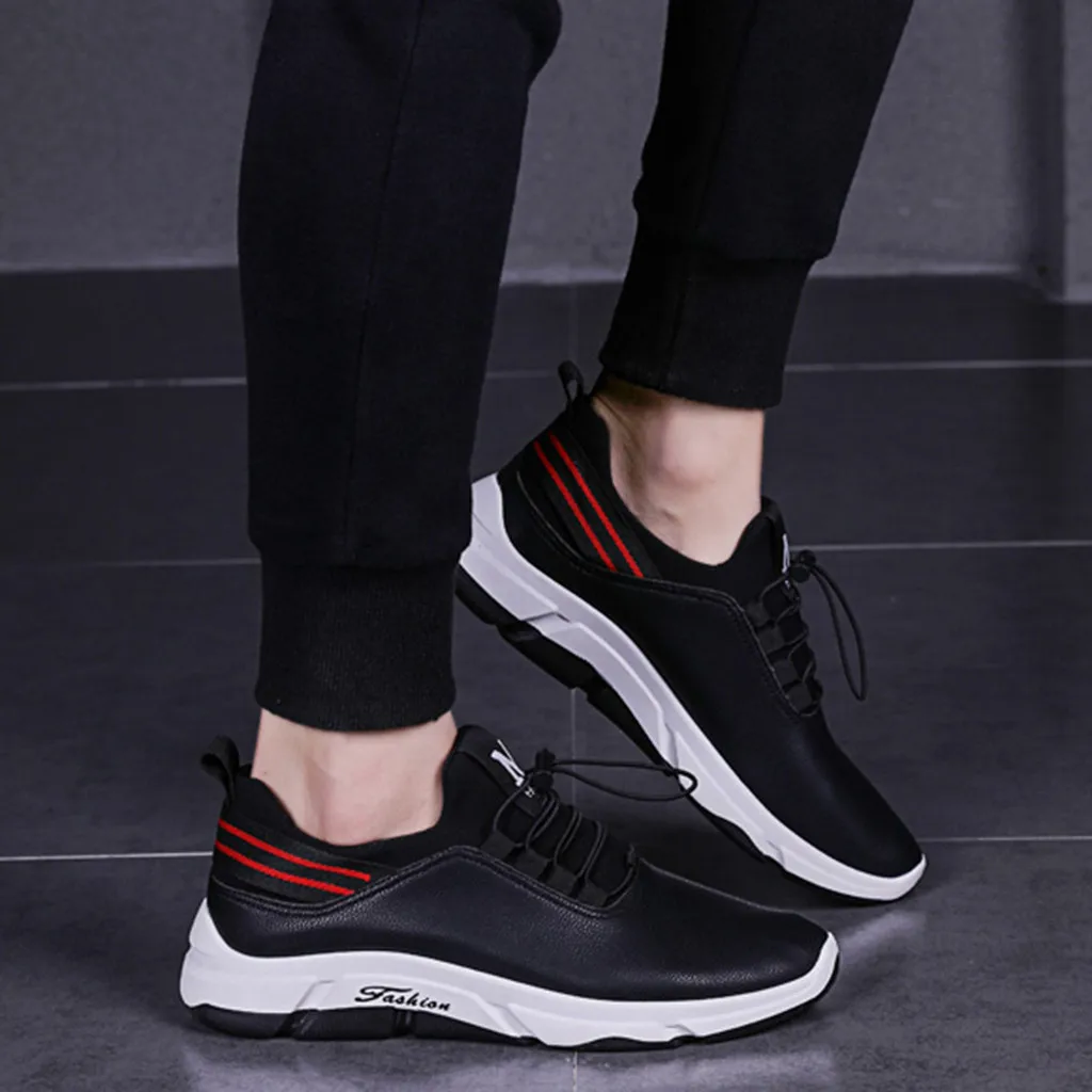 

New Leather Men Casual Shoes Lac-up Men Shoes Lightweight Comfortable Breathable Walking Sneakers Flat Shoes Feb6