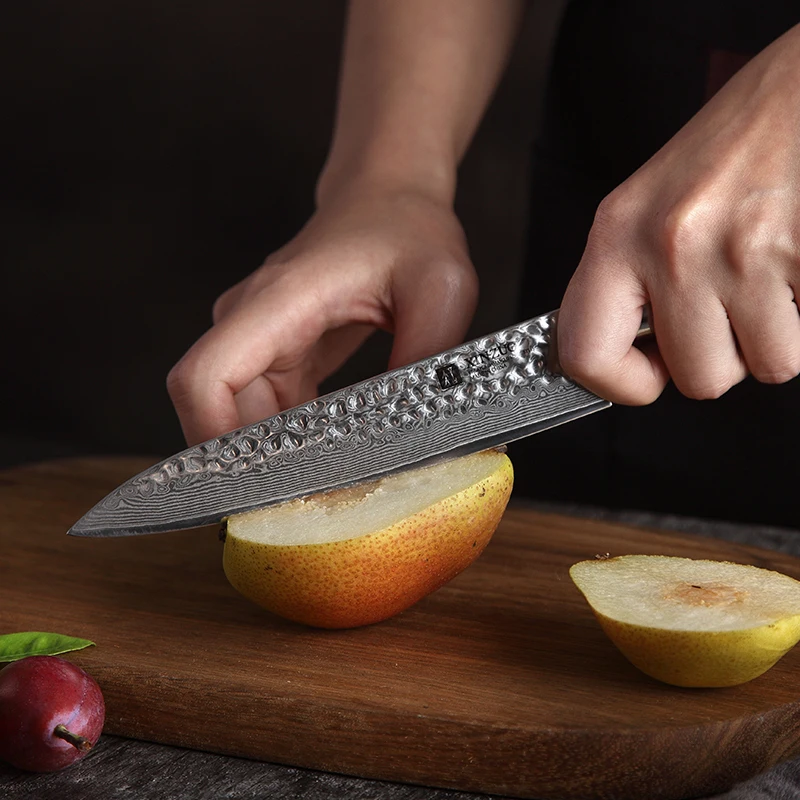 XINZUO 6 ''дюймовый универсальный нож из дамасской стали, кухонные ножи для очистки овощей, нож из нержавеющей стали, острые столовые приборы, палисандр, ручка