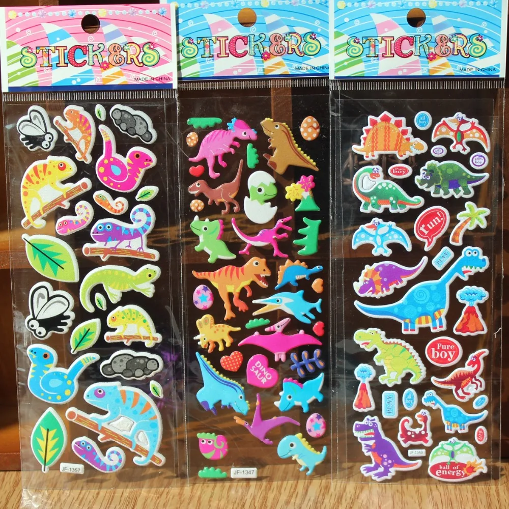 

30 sheets/lot dinosaur 3D carton bubble sticker for kids birthday present, party favor gifts