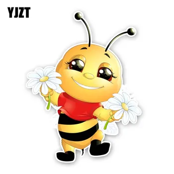 

YJZT 14CM*18.2CM A Happy Little Bee PVC Originality Car Sticker Decal 12-300560