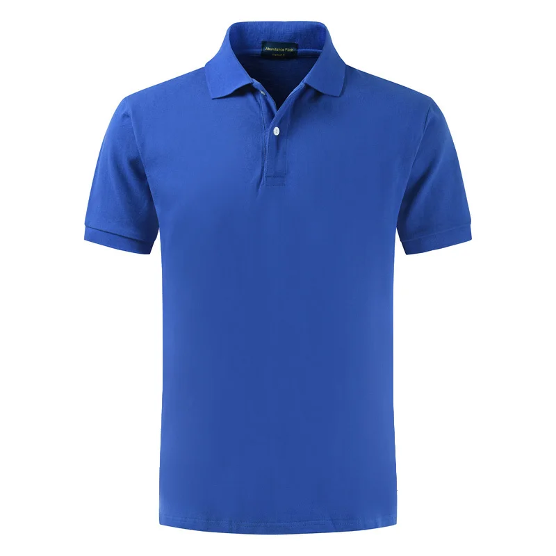 Cotton Summer New Men's short sleeve polos shirts XS-4XL casual solid color lapel mens polos shirts fashion mens tops - Цвет: Blue