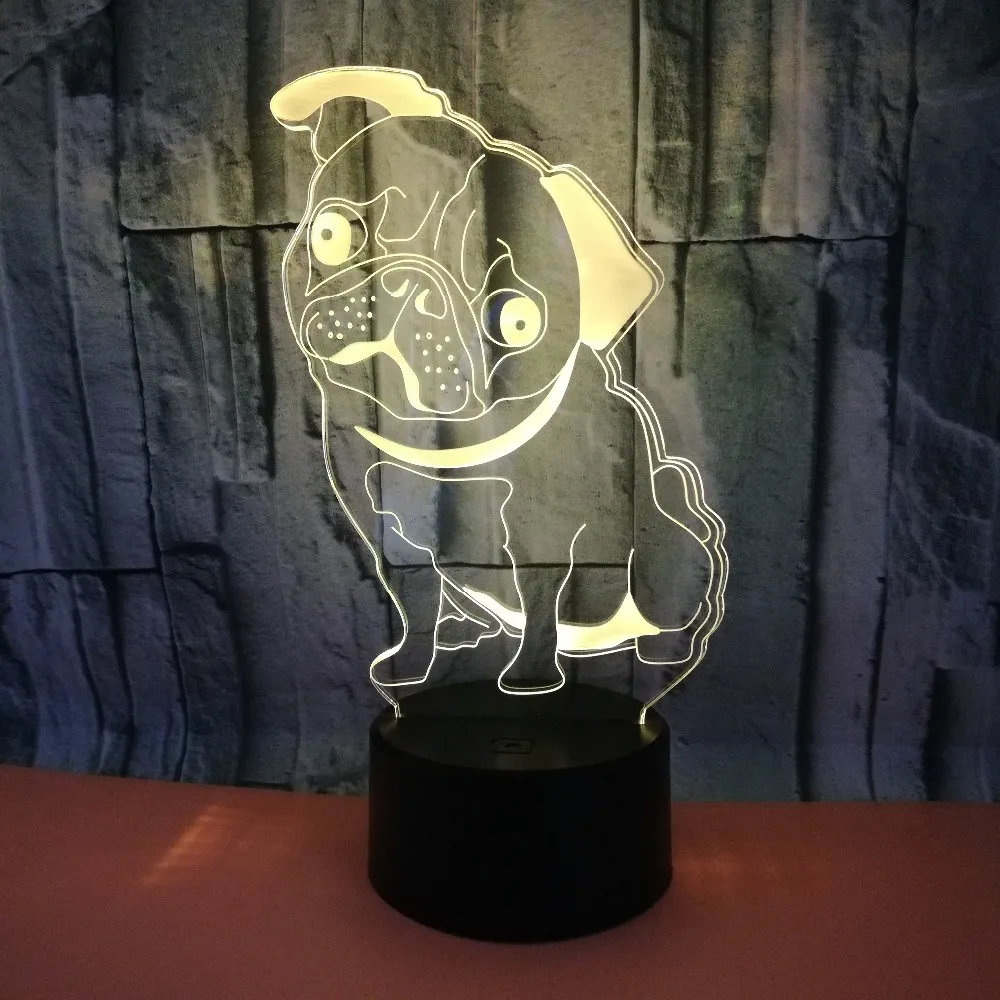 

3D Table Lamp Lovely Cute Shar Pei Dog Shaped LED USB Multicolor Home Decorative Lighting Cable Children's Bedroom Night Light