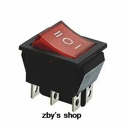 

(5) Red Light DPDT NO/OFF/NO 3 Position 15A 6 Pins Boat Rocker Switch