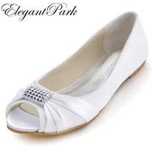 Женская обувь; свадебные туфли на плоской подошве для свадьбы белого цвета и цвета слоновой кости, удобная обувь открытый носок с кристаллами, атласное леди платье для выпускного вечера свадебные балетки фиолетовый EP2053
