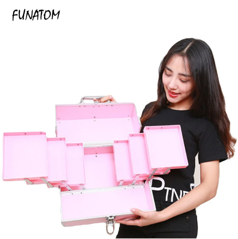 

Professional Aluminum Cosmetic Bag Makeup Bag Travel Makeup Organizer Cosmetics Pouch Bag High Quality Make Up Bag