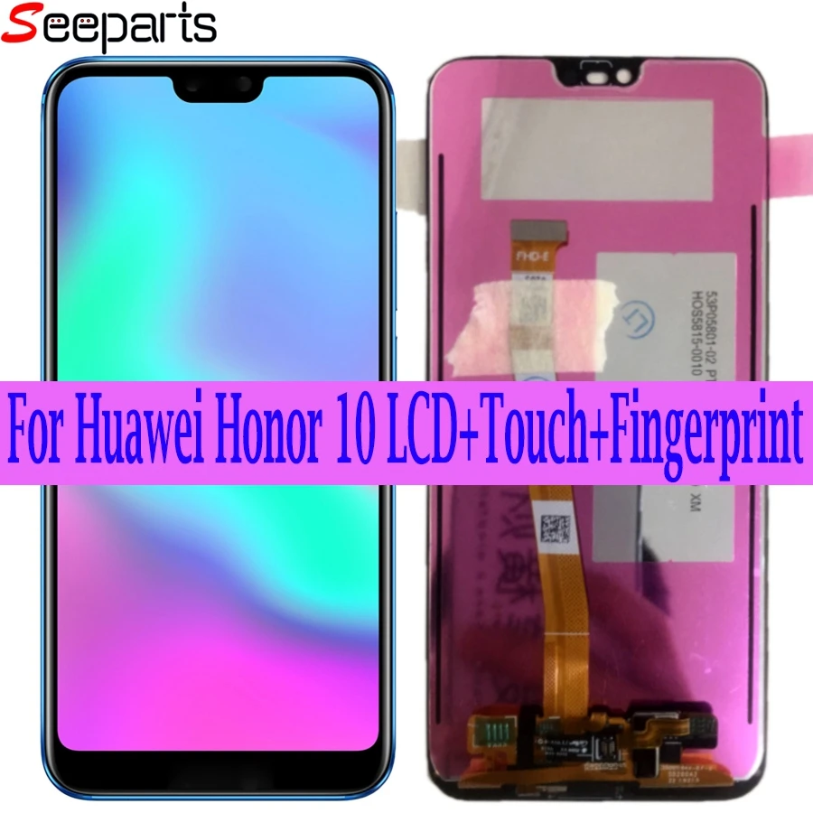 Дешево Оригинал протестирован для huawei honor 10 font b lcd b font honor 10 font b lcd b font дисплей + кодирующий преобразователь сенсорного экрана в сборе Замена + COL L29 отпечатков пальце...