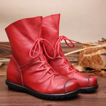 

Hot style retro original genuine leather boots thermal leather boots autumn winter new female boots Martin boots