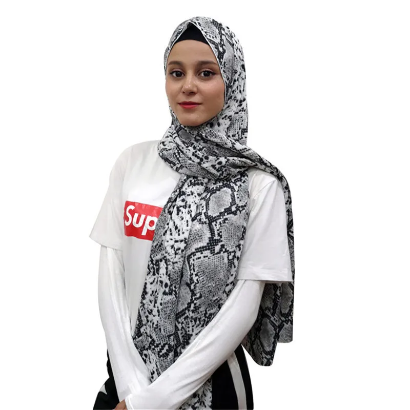 Новинка мусульманский хиджаб змеиная кожа платок шарф из полиэстера качество печати хиджаб шарф мусульманская основа длинная шаль