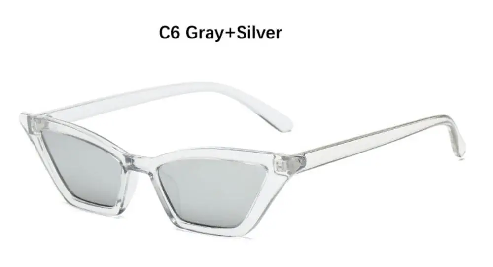 Маленькие солнцезащитные очки в стиле ретро, унисекс, прямоугольные, новинка, очки, прозрачные, розовые оттенки, для женщин, 90 s, крошечные дизайнерские солнцезащитные очки, сексуальные - Цвет линз: C6 gray silver