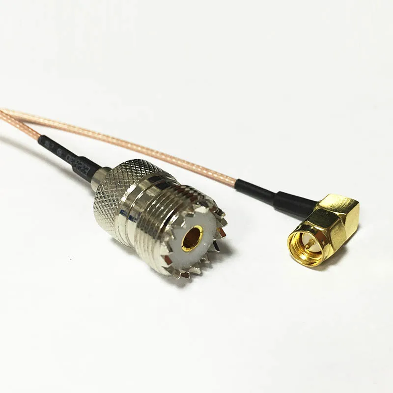 New UHF Female SO239 Connector Switch RP-SMA Male Plug Right Angle female pin  RG178 cable Adapter  15CM 6