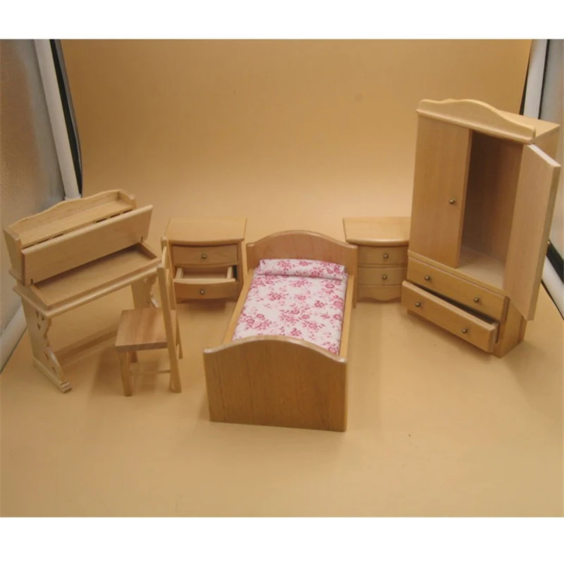 6 قطعة/مجموعة 1:12 محاكاة مصغرة أثاث خشبي لعب دمية أثاث خشبي مجموعة بيت الدمية للأطفال نتظاهر اللعب لعبة