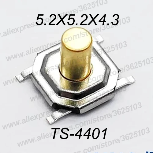 50 шт./лот SMD 4*4*1,5 мм~ 7 мм 4X4X1. 5 мм~ 7 мм 5,2 мм x 5,2 мм тактильная тактовая кнопка микропереключатель мгновенная кнопка Медная головка - Цвет: 4X4X4.3 SMD