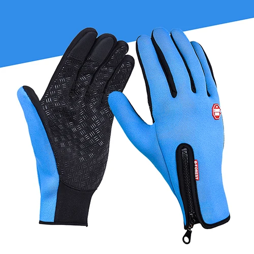 FLYLITTE Зимние перчатки для катания на лыжах водонепроницаемые зимние теплые сенсорный экран Ветрозащитный флис с подогревом сноуборд перчатки для спорта на открытом воздухе Инструменты - Цвет: Синий