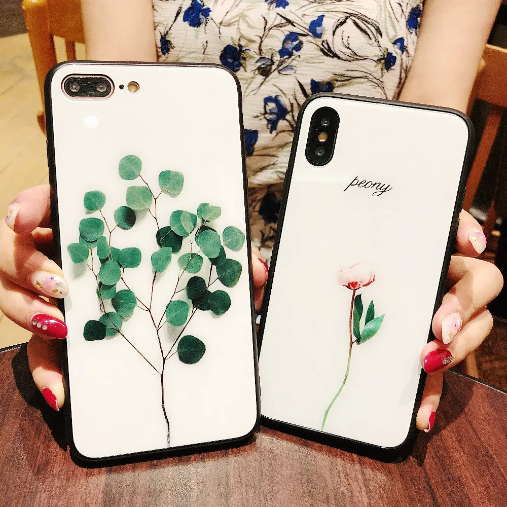 

Axbety mix 2s Anti-fingerprint Tempered Glass Back Cover For xiaomi mix 2s mi6 x mi8 Case Luxury Pink rose flower Phone Cases