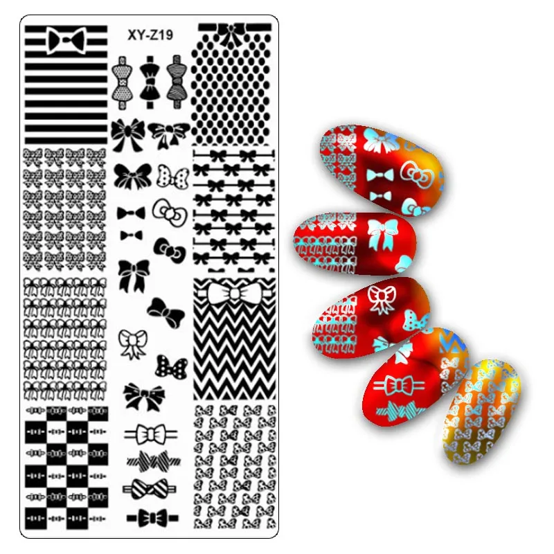 Штамповочные пластины для ногтей 6*12 см прямоугольная штамповка для ногтей вставка отрицательного пространства Geo цветочный штамп сделай сам штамповочная пластина для ногтей - Цвет: XYZ19