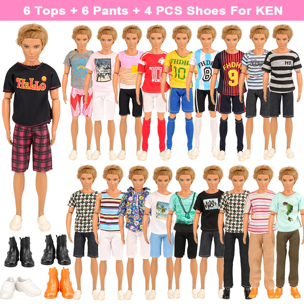 Новейший ручной работы случайный 21 предмет/Набор Кукла продукт = 6 одежда для Кена 4 обуви+ 6 кукольных туфель 5 кукол платье для Барби игра DIY подарок