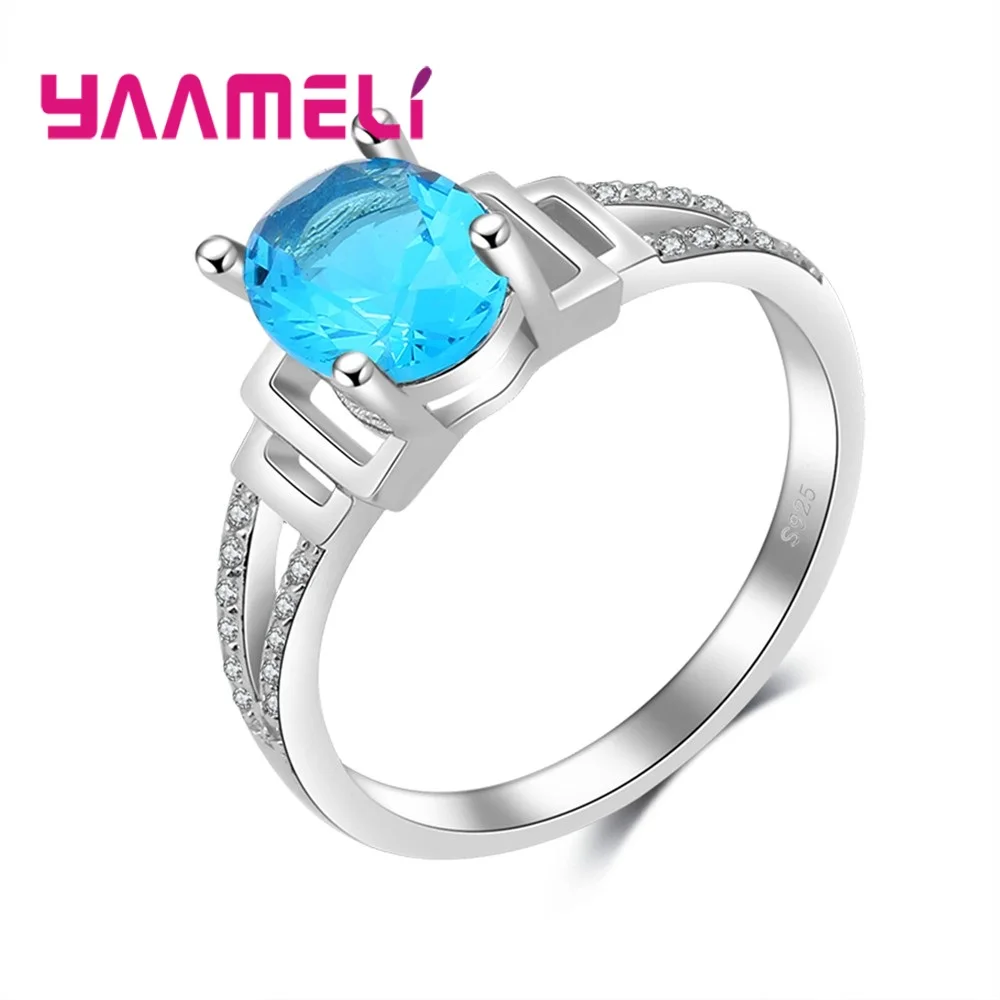Дизайн 925 пробы Серебряное романтическое Кольцо Классический светильник синий AAA CZ Rhinstone модные обручальные кольца для женщин